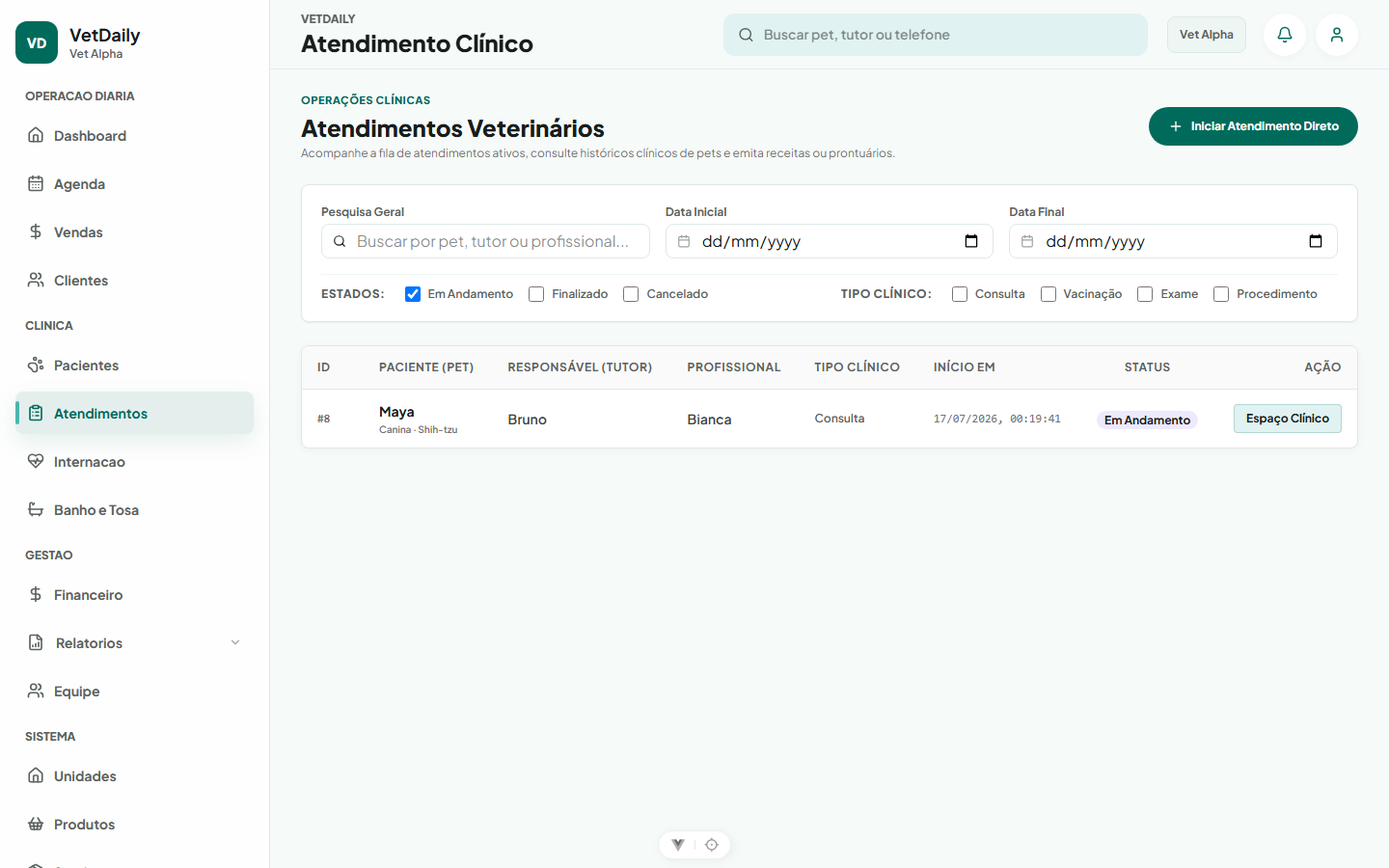 Espaço de Atendimentos Clínicos