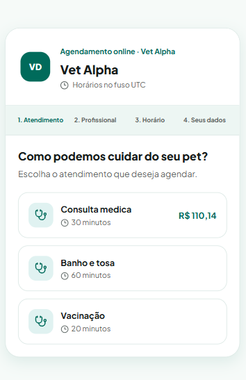 Exemplo da primeira etapa do portal público de autoagendamento