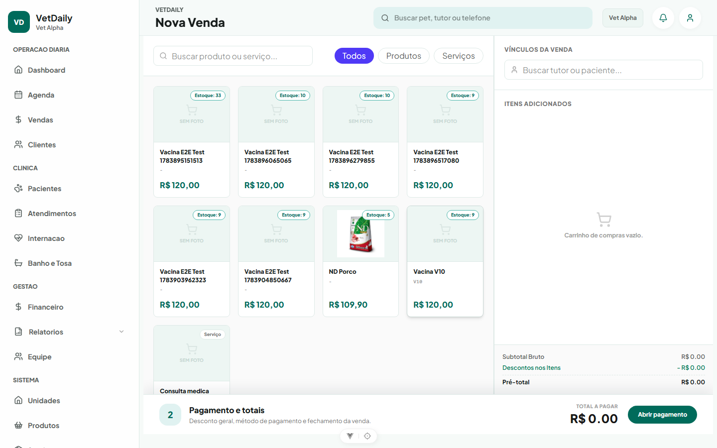Frente de Caixa e Nova Venda (PDV)